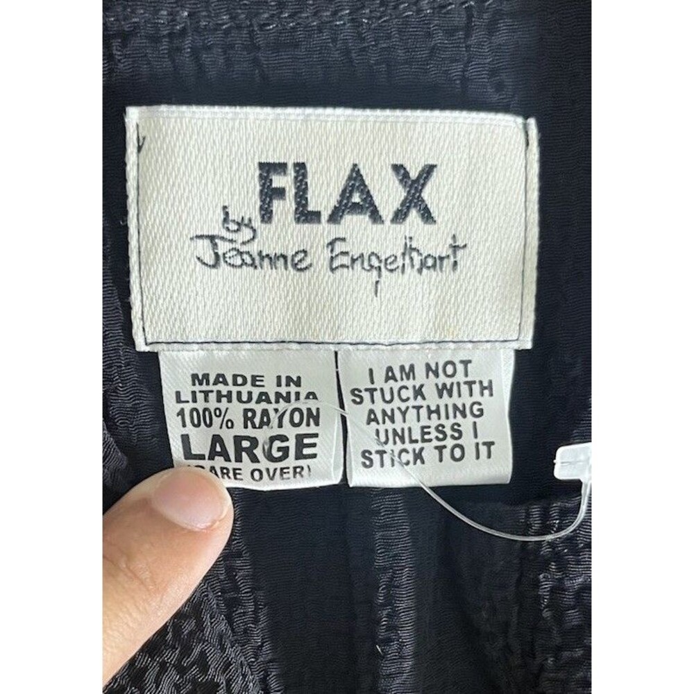Flax Jeanne Engelhart Size Large Midi Button Front Shirt Dress Black Lagenlook - Picture 11 of 12